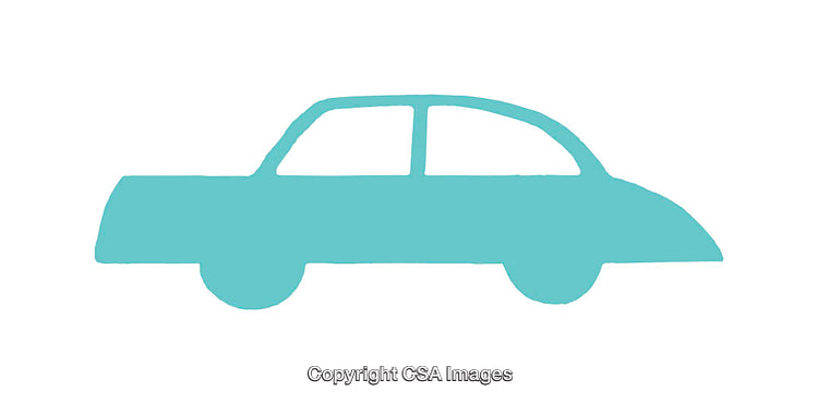 Minimalistic Blue Car Silhouette Icon Design on White Background