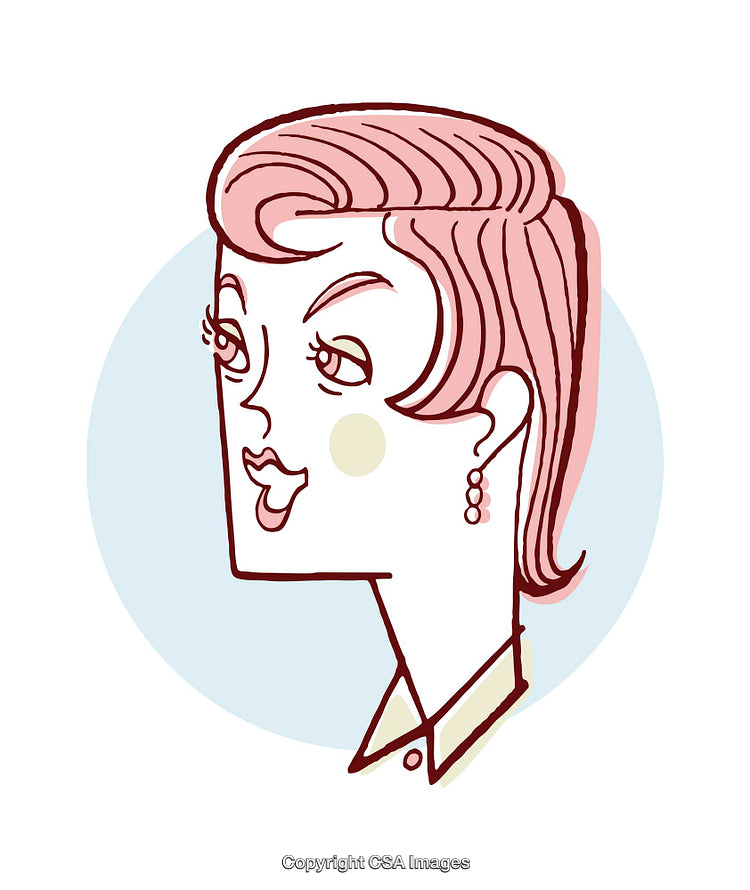 Retro Style Illustration of a Woman With Chic Hairstyle and Earrings