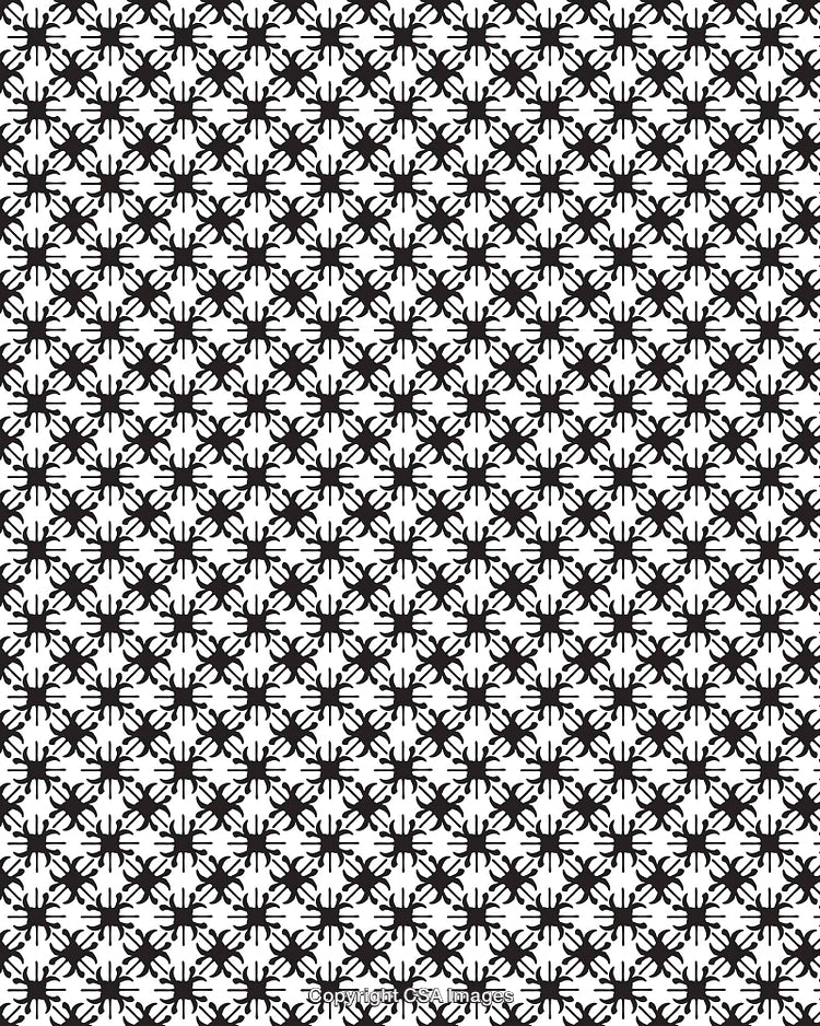 Seamless Black and White Geometric Pattern with Abstract Design Elements
