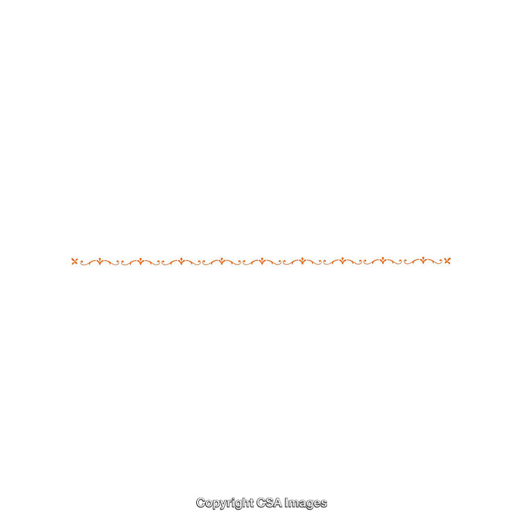 Decorative Orange Divider Line with Elegant Swirl Design on White Background