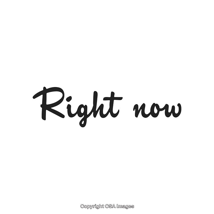 Modern Calligraphy Text Saying 'Right Now' in Minimalist Style on White