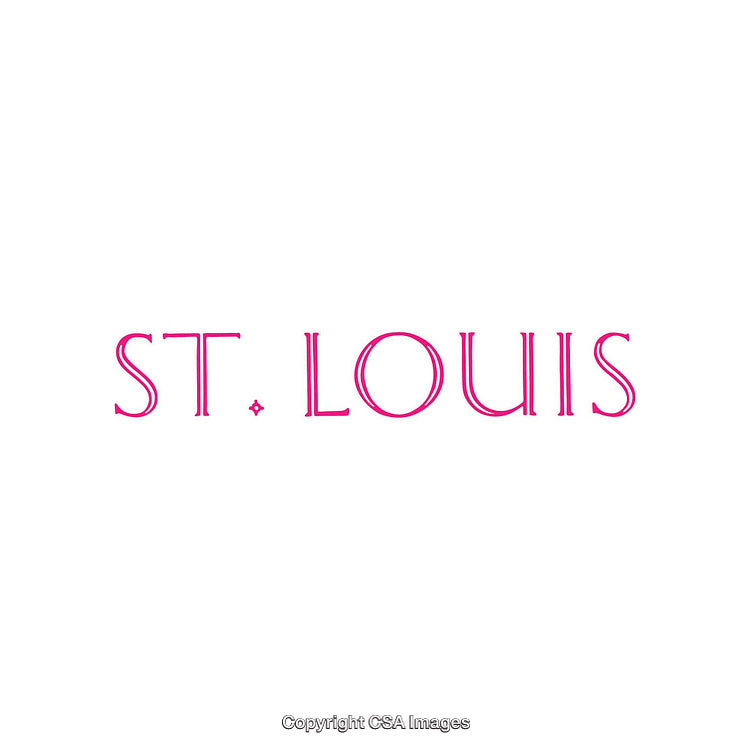 Stylized Pink Text of St. Louis Against a White Background