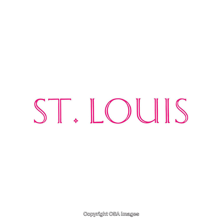 Stylized Pink Text of St. Louis Against a White Background