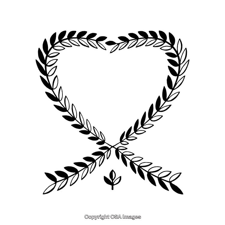 Heart-Shaped Laurel Wreath Silhouette with Small Central Leaf