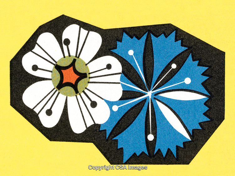 Abstract Artistic Illustration of Flowers on Bright Yellow Background