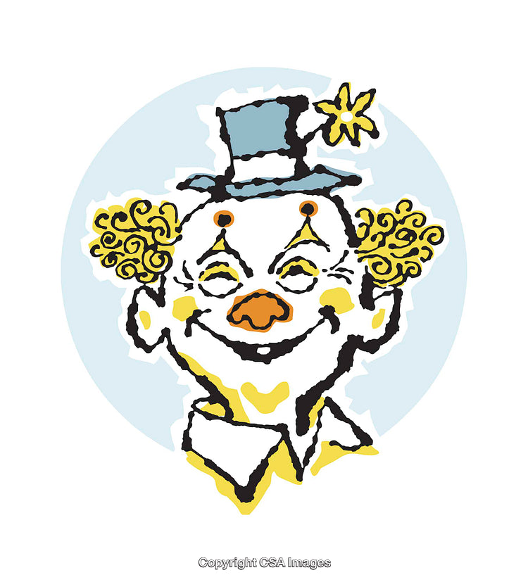 Bright and Playful Clown Illustration with Colorful Details and Fun Expression