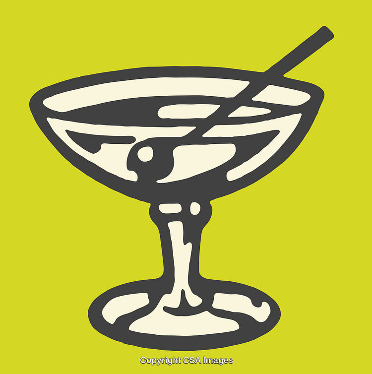 Retro Cocktail Cup Illustration with Bright Green Background