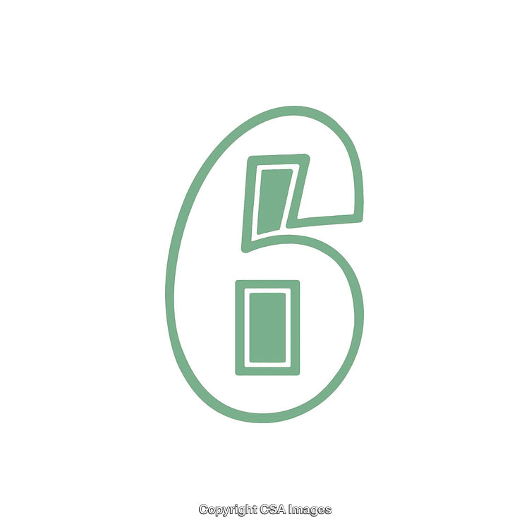 Green Number Six Icon in a Minimalistic Design Style on White Background