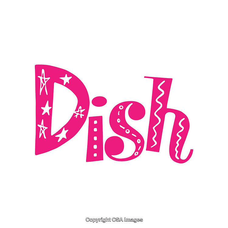 Brightly Colored Word Design Highlighting the Word Dish in Creative Style