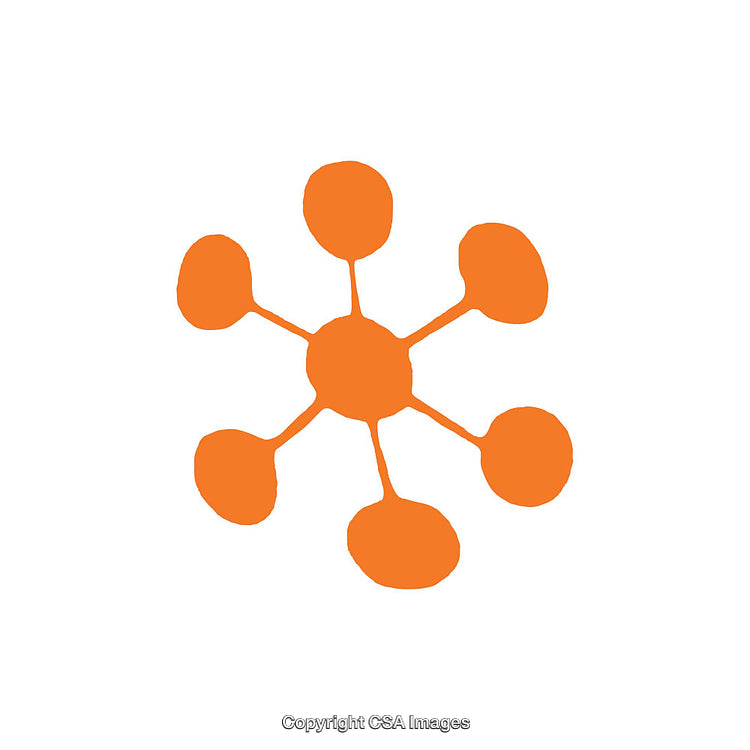 Orange Abstract Shape Conceptual Network Design on White Background