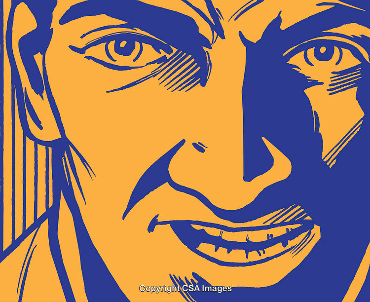 Artistic Abstract Pop Art Style Illustration of a Face in Bold Colors