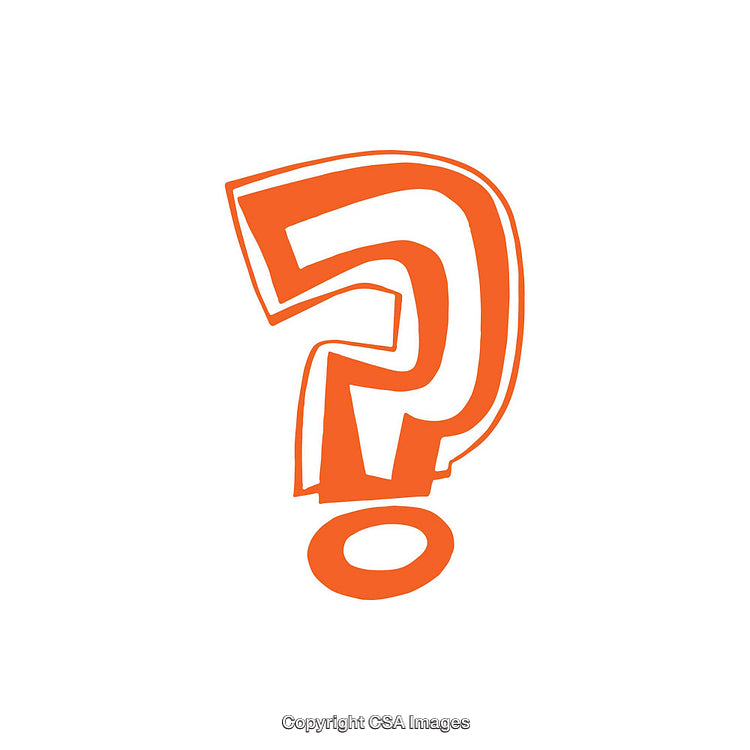 Stylized Orange Question Mark Illustration Isolated on a White Background