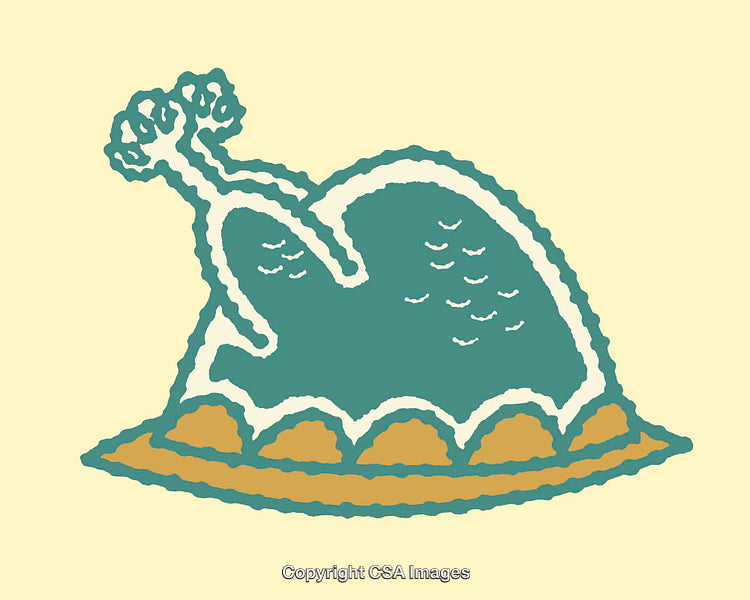 Abstract Colorful Illustration of a Delicious Roasted Turkey on a Plate