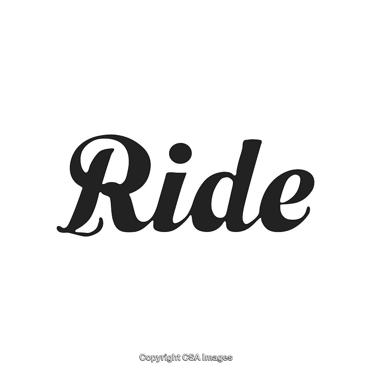 Stylized Typography with the Word 'Ride' in Elegant Black Font Design