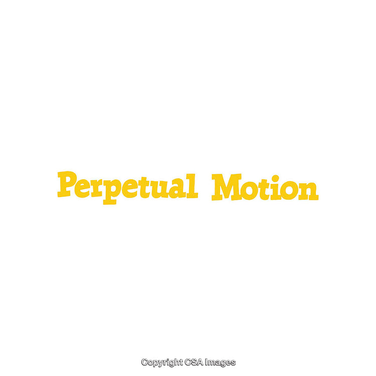 Yellow Perpetual Motion Text Design on White Background