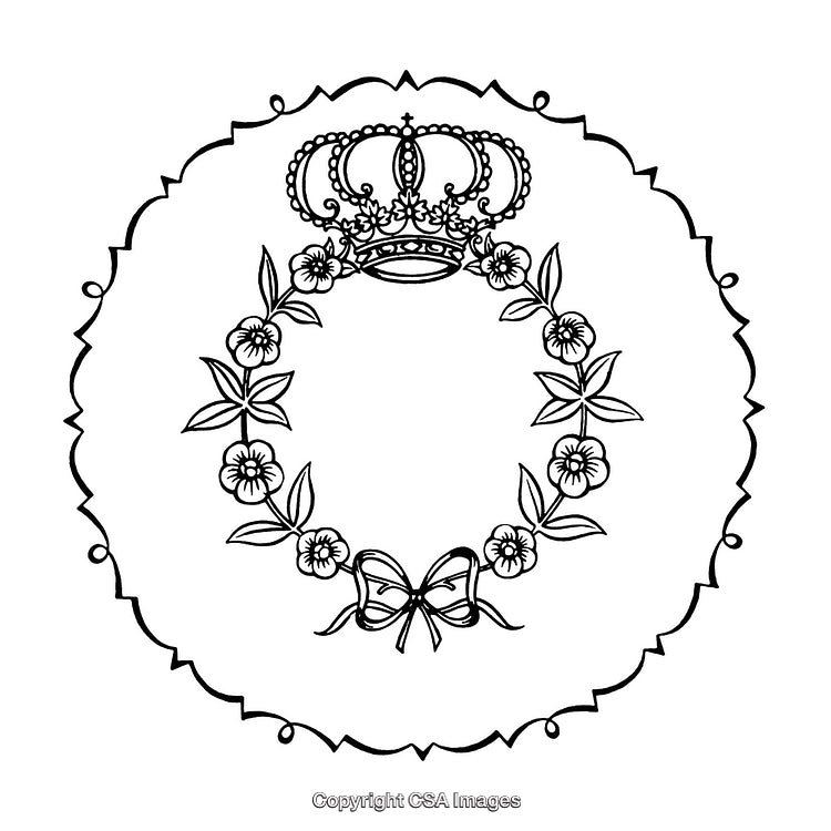 Elegant Black and White Floral Crown Frame Design with Bow