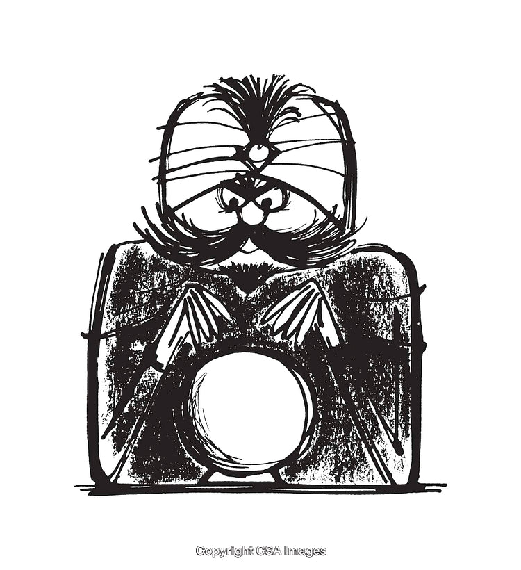 Mystical Black and White Line Art Depicting a Fortune Teller