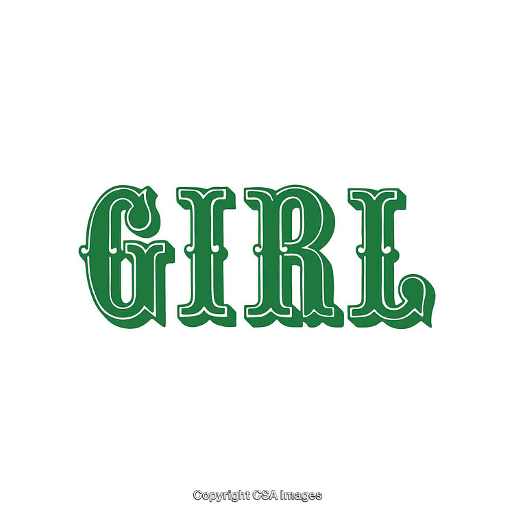 Artistic Typography of the Word 'Girl' in Decorative Green Font Style