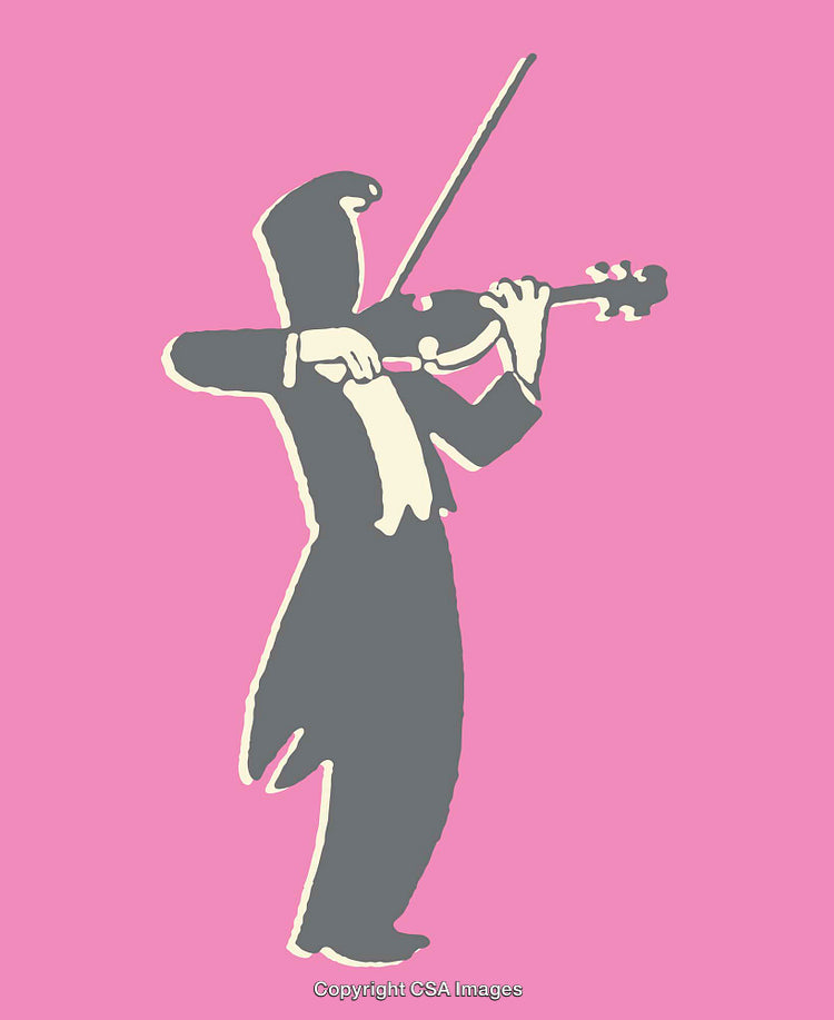 Artistic Illustration of Musician Playing Violin on Colorful Background