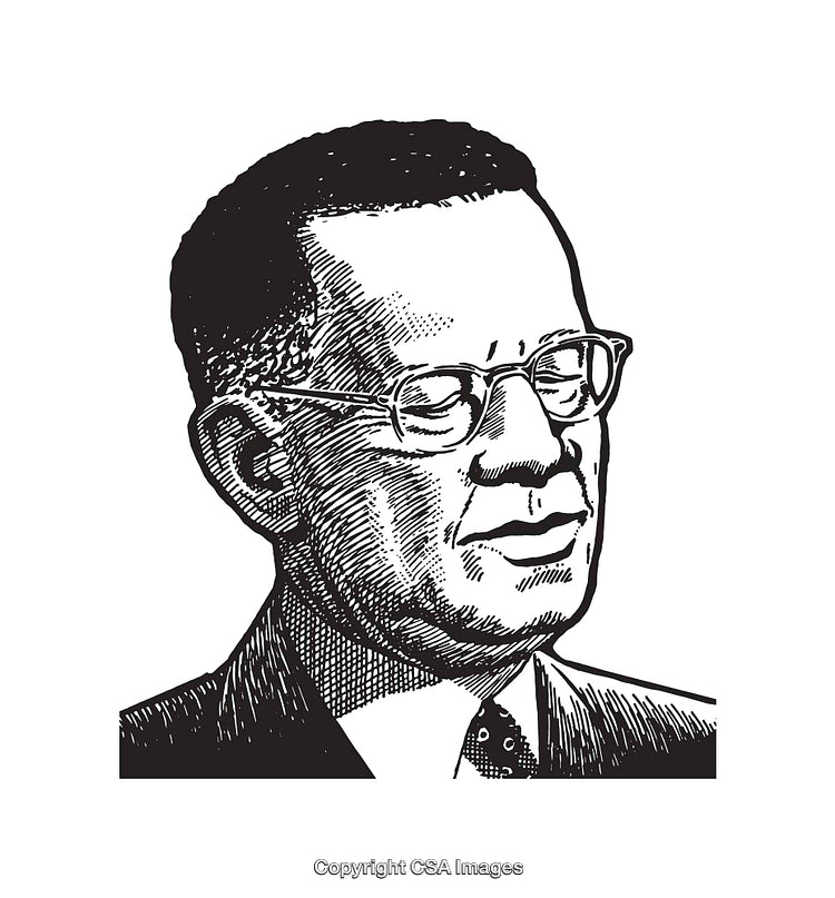 Detailed Hand-Drawn Illustration of a Thoughtful Man in Black and White