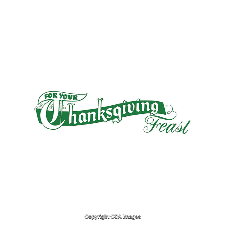 Stylized Thanksgiving Feast Typography in Decorative Green Calligraphy Style