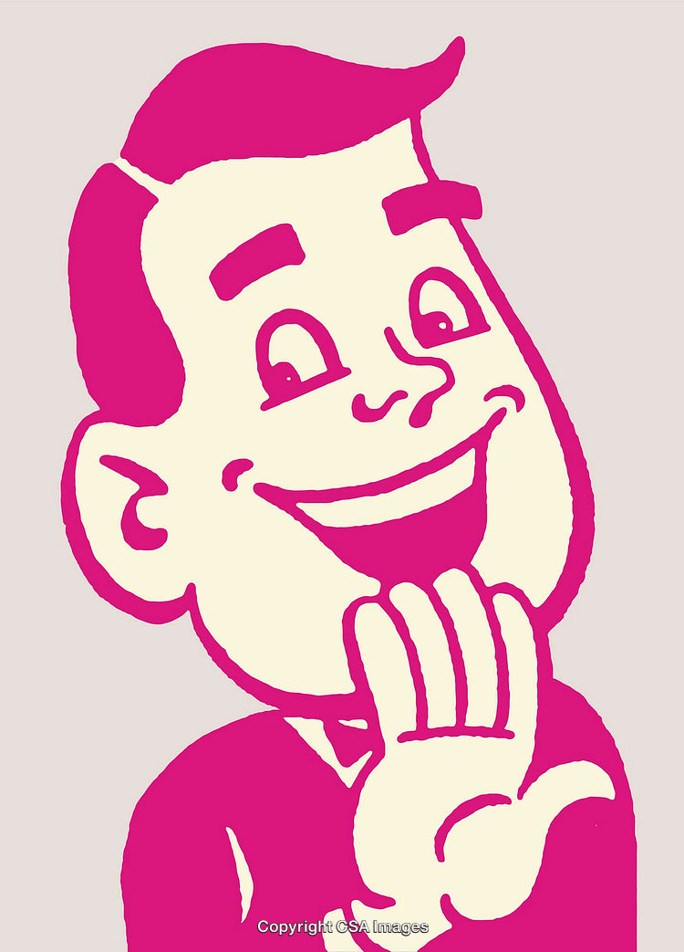 Colorful Retro Style Cartoon Illustration of a Cheerful Character Smiling
