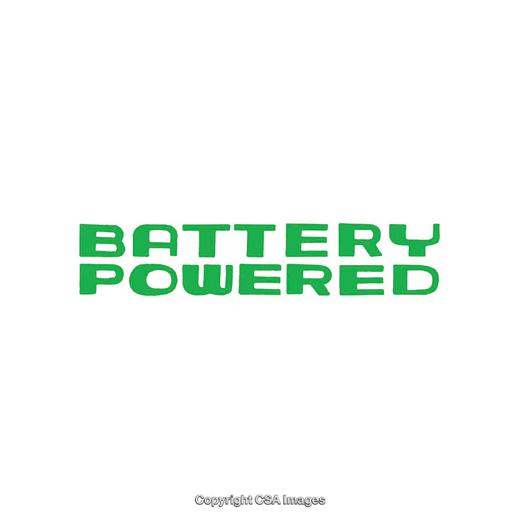 Green Typographic Design Representing Battery Power on White Background