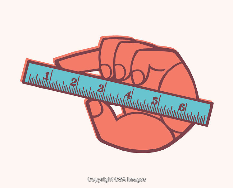 Illustrated Hand Holding a Ruler in Vibrant Line Art Style