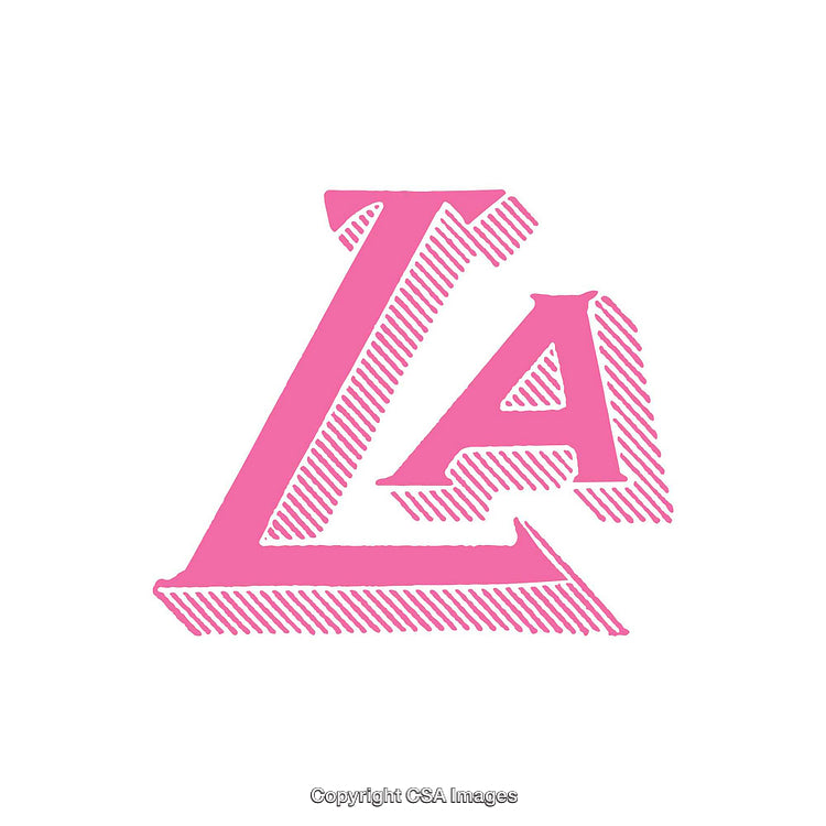 Pink Stylized LA Lettering Graphic Isolated on White Background