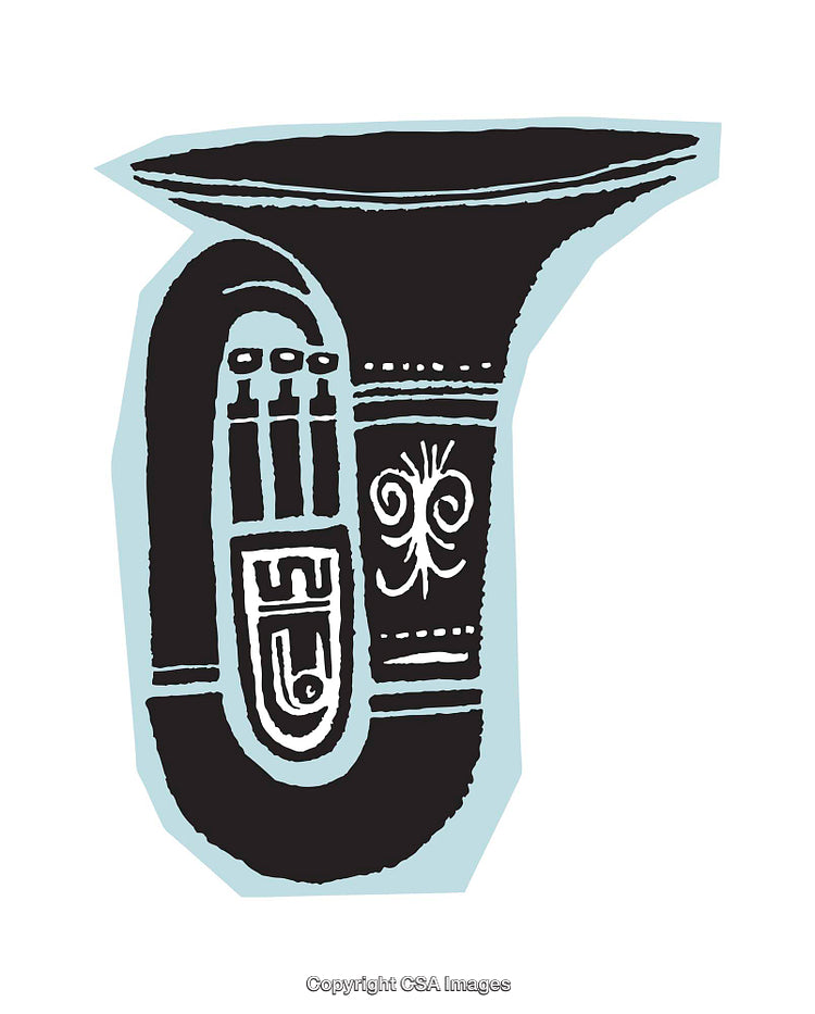 Colorful Illustration of a Stylized Tuba with Artistic Details