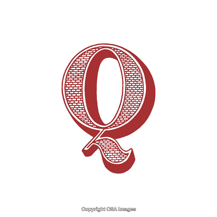 Vintage Patterned Letter Q in Red and White Design