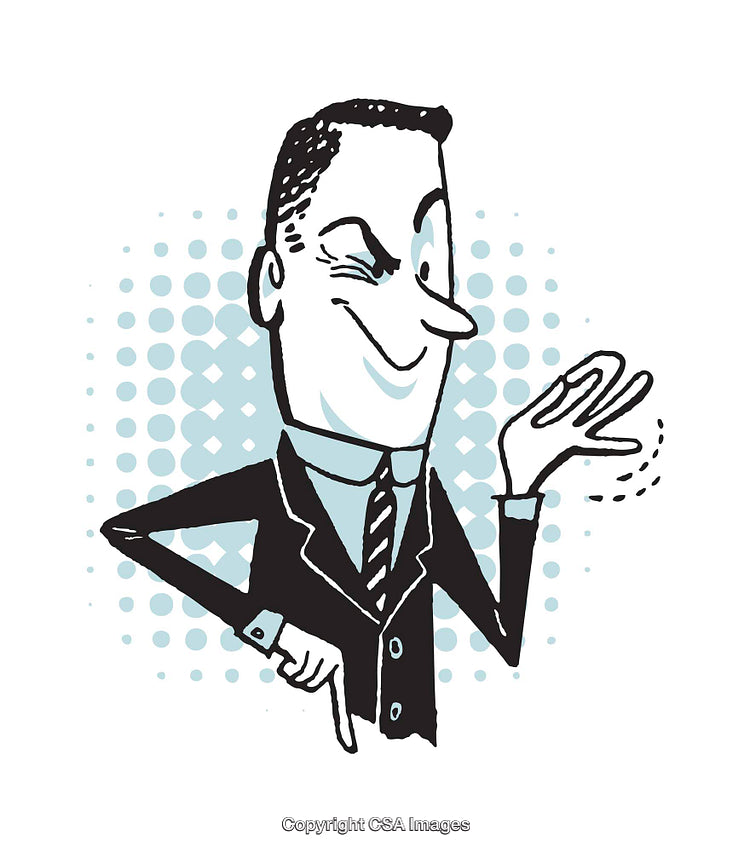 Illustration of a Confident Businessman Gesture with Whimsical Style