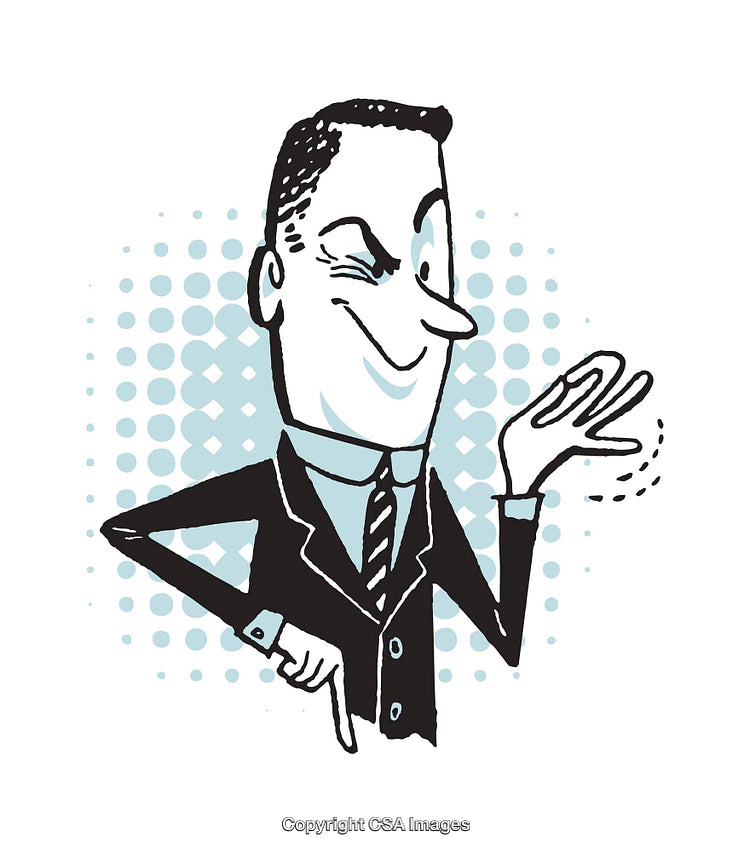 Illustration of a Confident Businessman Gesture with Whimsical Style