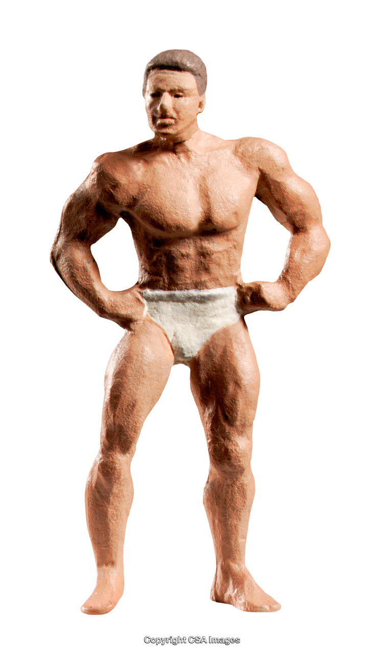 Sculpted Figurine of a Muscular Male Statue in Athletic Pose