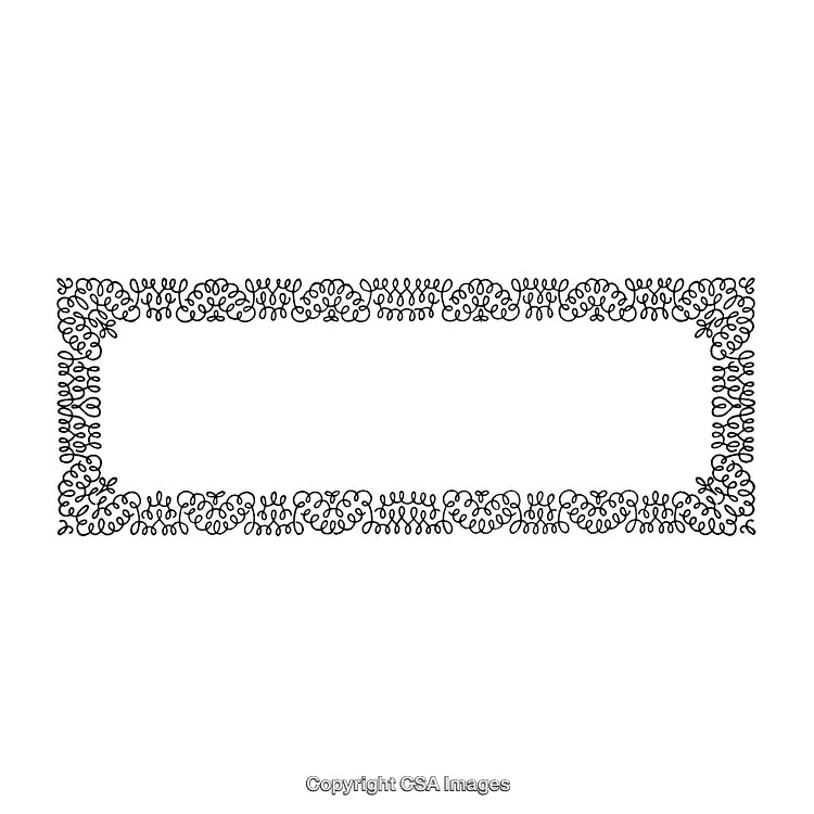 Flat Decorative Border with Intricate Black and White Symmetrical Patterns