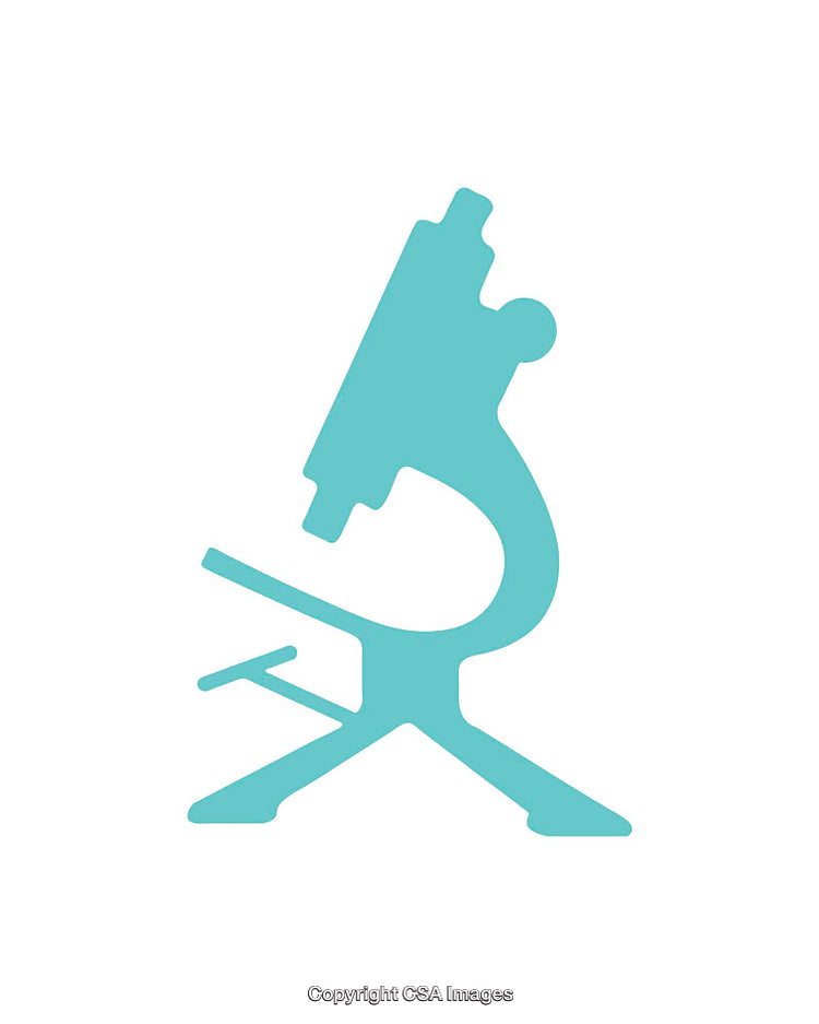 Outline Icon of Microscope in Minimalist Blue Design on White
