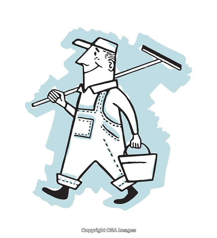 Illustration of a Happy Workman Carrying Tools and Equipment for a Job