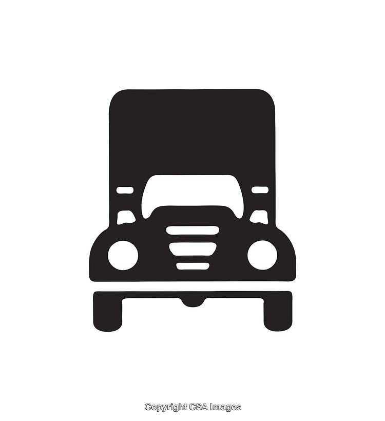 Vintage Truck Silhouette Black and White Illustration for Transportation Concept