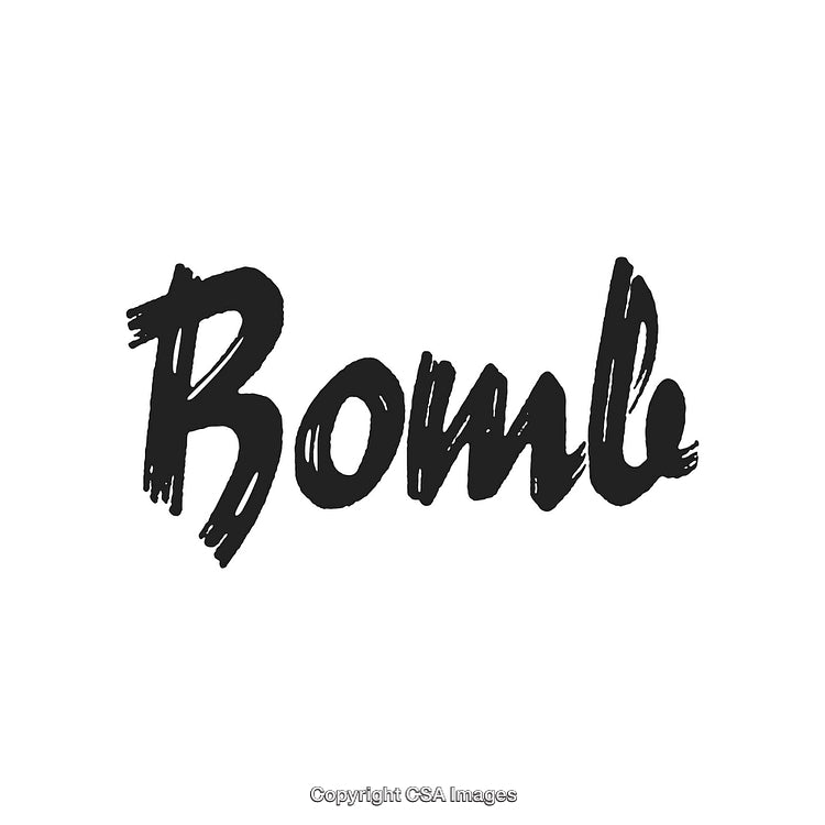 Bold Handwritten Script Typography with the Word 'Bomb' in Black Ink