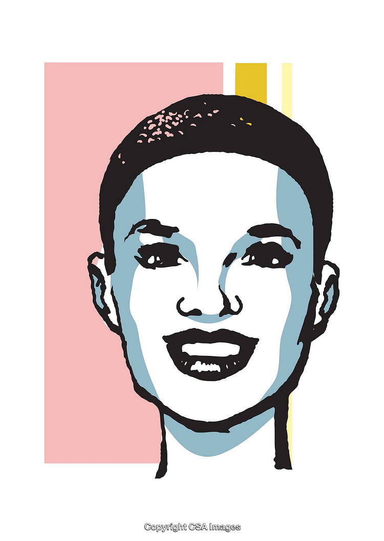 Colorful Pop Art Illustration of a Smiling Individual