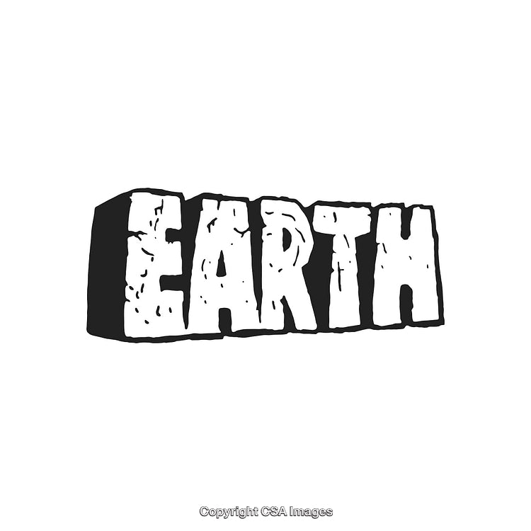 Bold Graffiti-Style Earth Text Artwork with Rustic Black and White Design