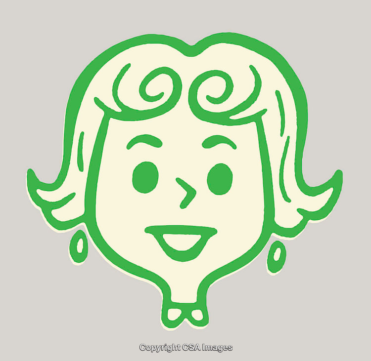 Whimsical Green Line Art Illustration of a Smiling Cartoon Character
