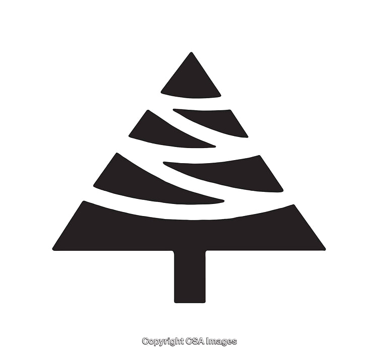 Simple Black and White Icon of a Stylized Christmas Tree