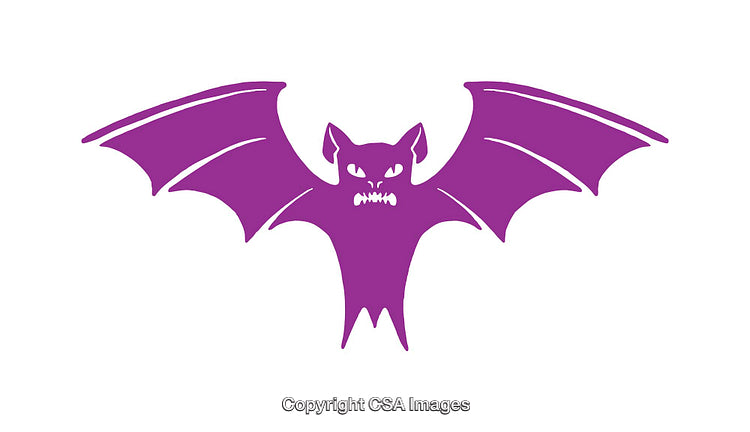 Purple Bat Icon With Spread Wings and Fierce Expression in Graphic Style