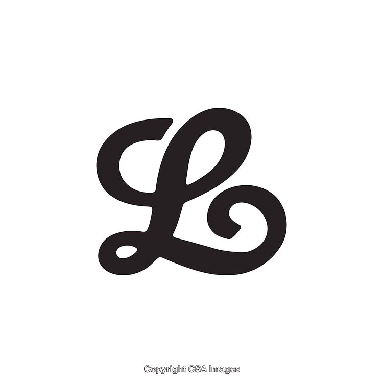 Elegant Black Letter L Script on a White Background Graphic Illustration