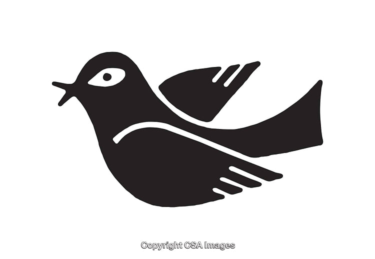 Simple Black and White Illustration of a Bird in Stylized Design