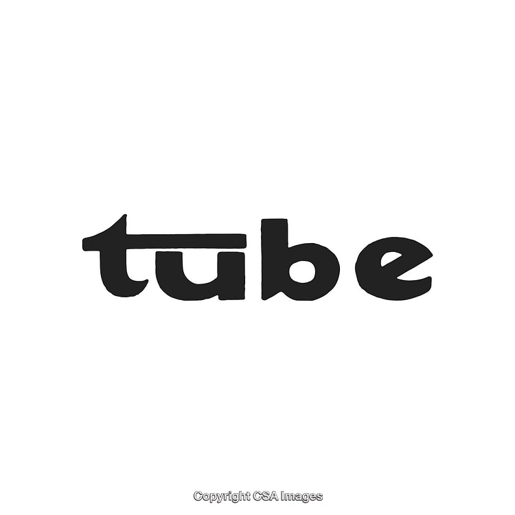 Bold Black Typography of the Word Tube on White Background