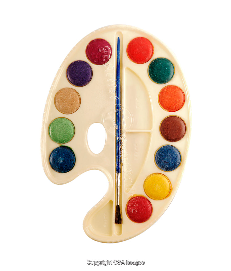 Colorful Watercolor Palette with Brush - Art Supplies for Creative Projects