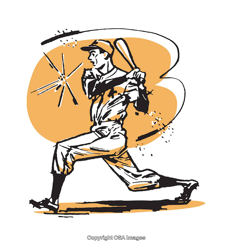 Dynamic Illustration of Baseball Player Swinging a Bat with Vibrant Colors