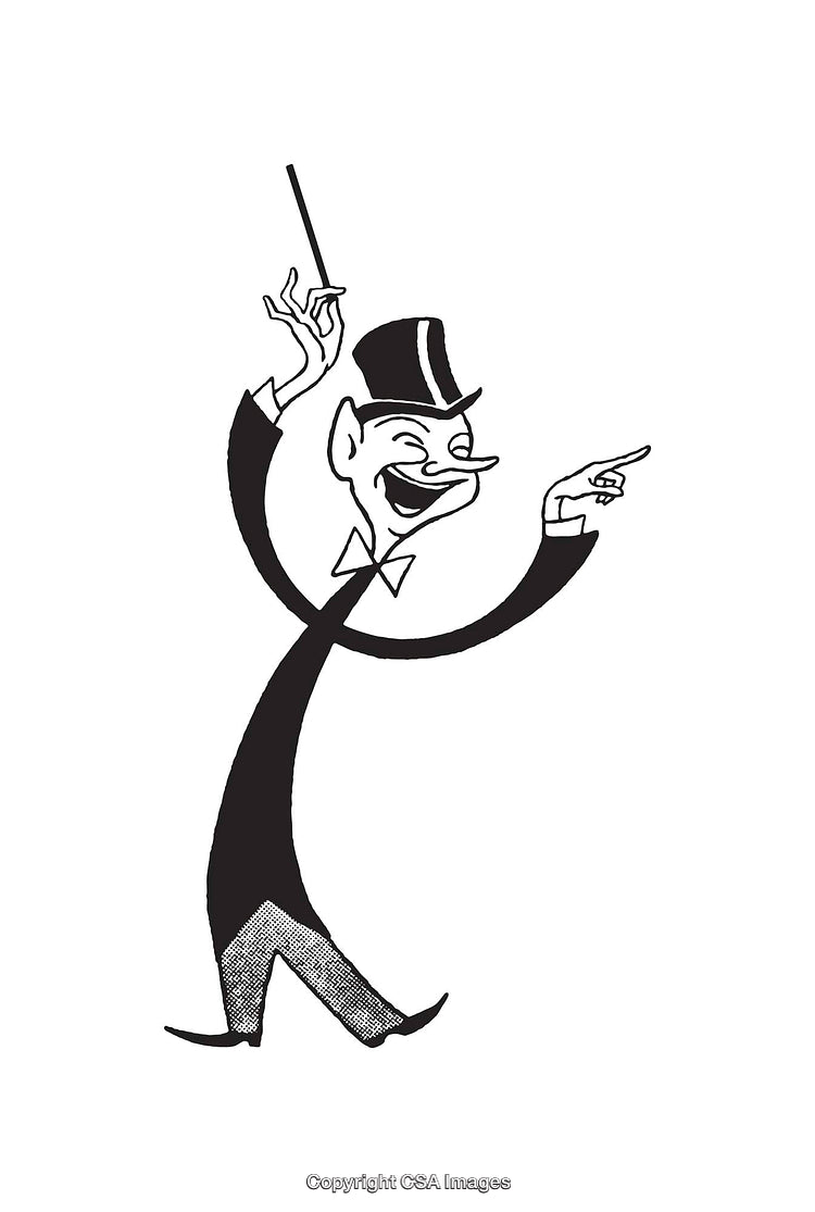 Playful Black-and-White Illustration of a Whimsical Character in Motion